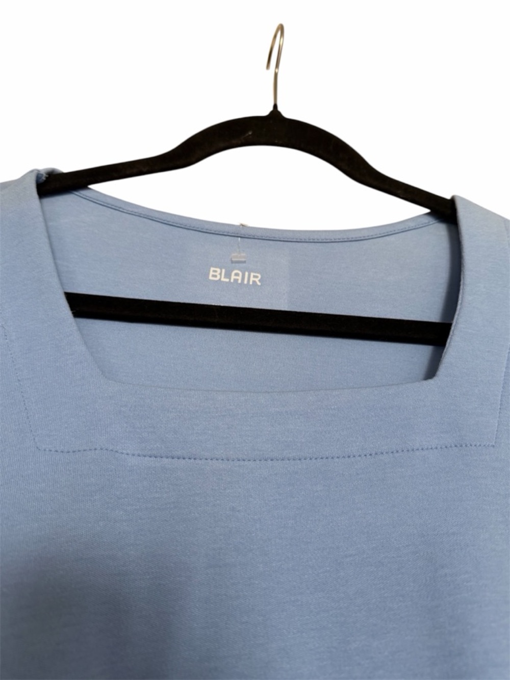 Blair Light Blue Square Neck Short Sleeve Tee - Picture 3 of 5